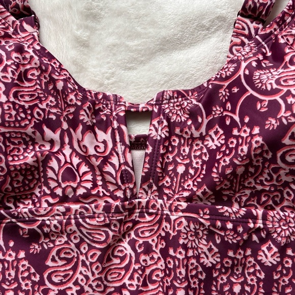 Kona Sol Boho Medallion Printed Pink Maroon One-Piece Swimsuit - Picture 4 of 7